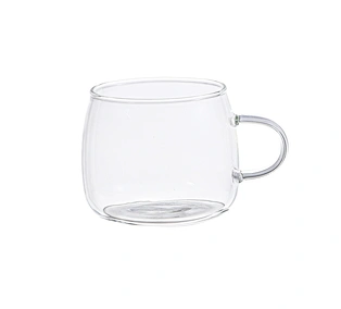 Crystal clear high borosilicate glass cup with handle